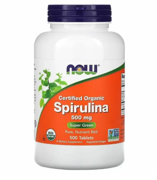 Спіруліна NOW Foods Spirulina 500mg 500 tablets