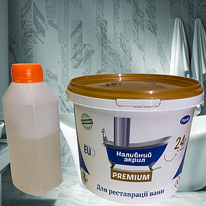 Двокомпонентна епоксидна фарба для реставрації акрилової ванни Plastall Premium 1.5 м (2,9 кг) Оригінал
