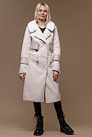Шуба - пальто из натуральной шерсти овчины с утеплителем M