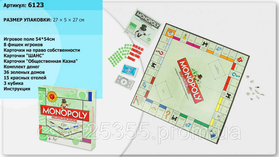 Настольная игра Joy Toy 6123 Монополия (bc-by-292431) - фото 3 - id-p1516348081