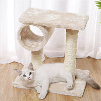 Go Кігтеточка стовпчик для кота кішки з полицями Taotaopets 046610 Beige в'язання 40*40 см