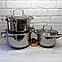 Набір каструль із неіржавкої сталі Edenberg EB-4071 6 предметів Набір кухонного посуду з товстим індукційним дном, фото 5