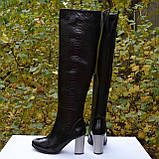 Шкіряні ботфорти на високому каблуці, фото 4