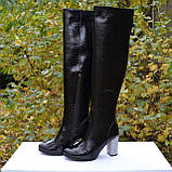 Шкіряні ботфорти на високому каблуці, фото 3