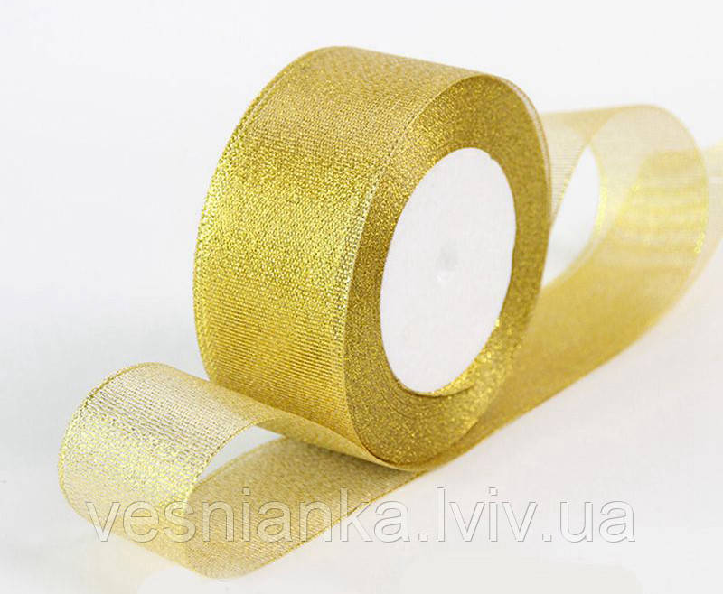 Стрічка Парча 4 см. Золота ( за 1 метр)