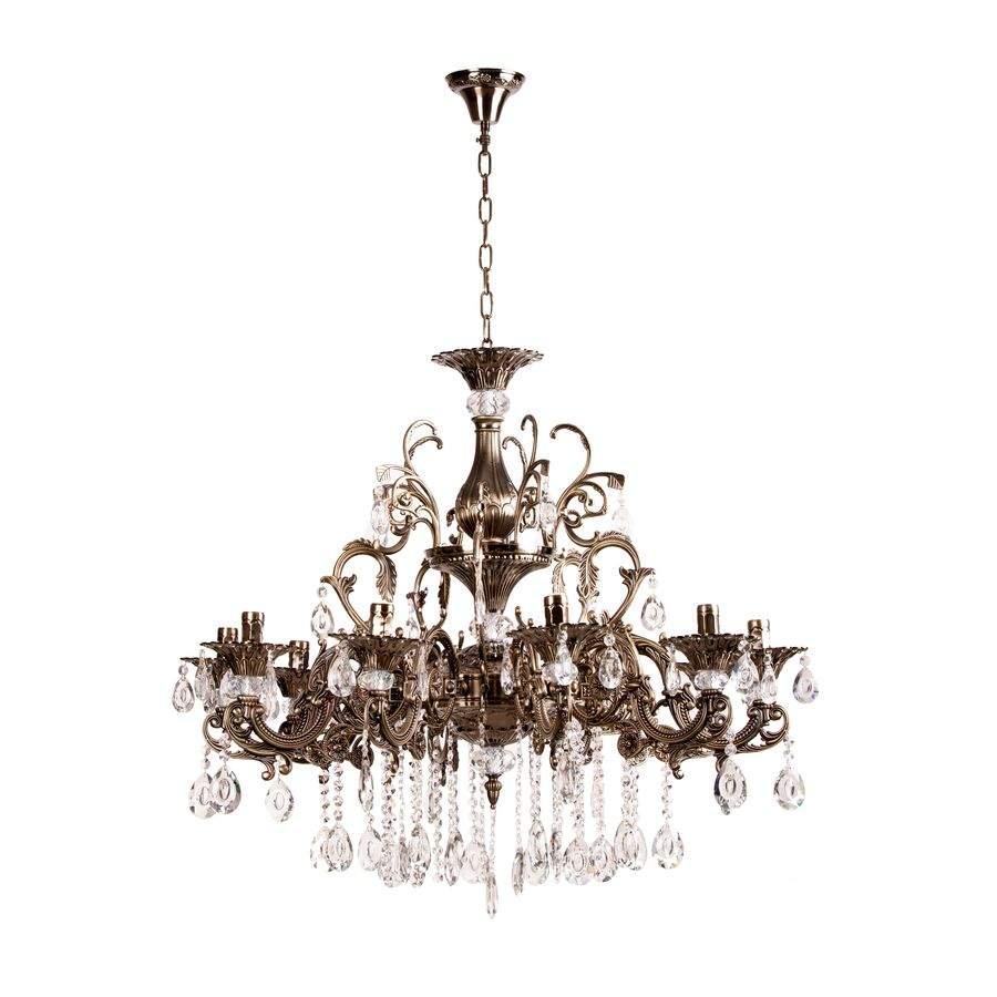 Велика люстра класика на ланцюгу десять ламп бронза