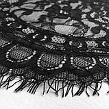 Ажурне французьке мереживо шантильї (з війками) чорного кольору шириною 38 см, довжина купона 3,0 м., фото 5