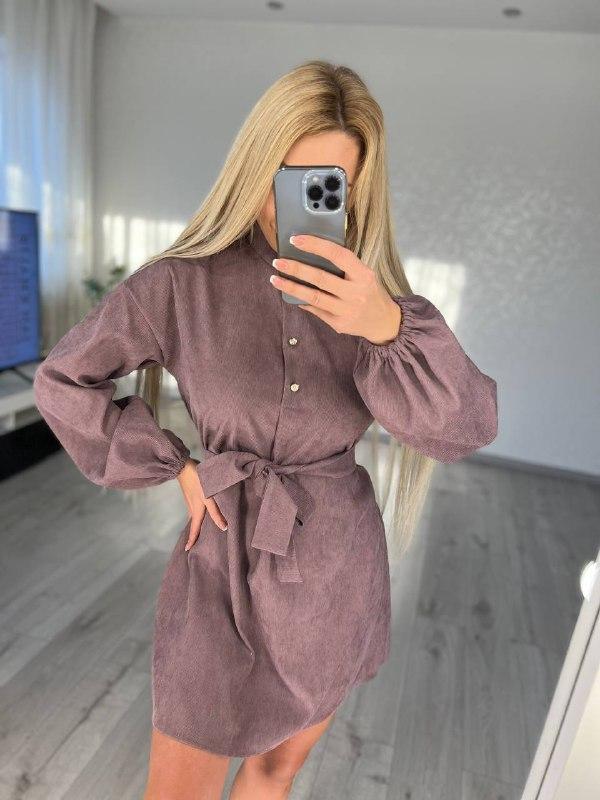 Жіноче вельветове плаття в темно-пудровому кольорі