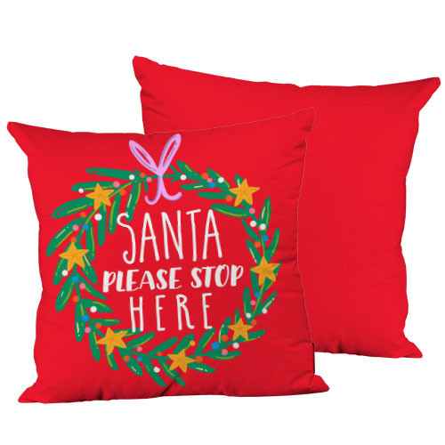 Подушка декоративна шовкова Santa please stop here 45x45 см (45IS_22NG031)
