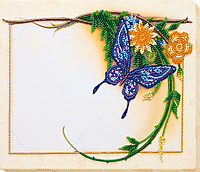 Набір для вишивання бісером на натуральному художньому холсті "Блакитний метелик"