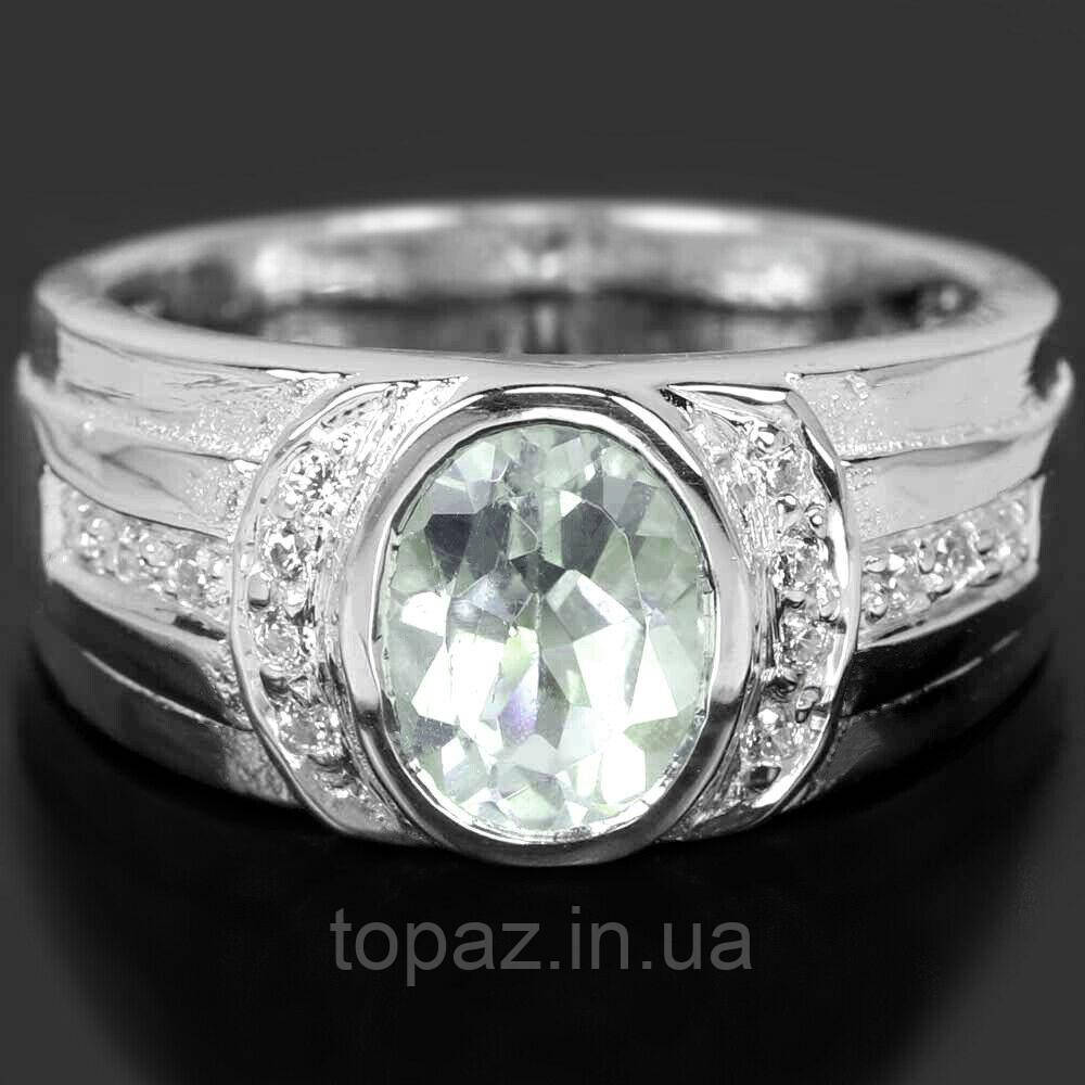 Каблучка срібна 925 натуральний білий топаз, цирконій. Р-17.1