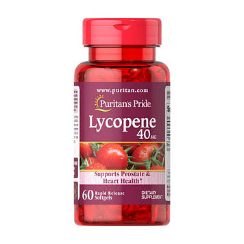 Лікопін Пуританс Прайд / Puritan's Pride Lycopene 40 mg (60 softgels) для здоров'я серця і простати
