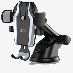 Автомобільний тримач для телефона з затиском на панель / лобове скло XO C77 Чорний