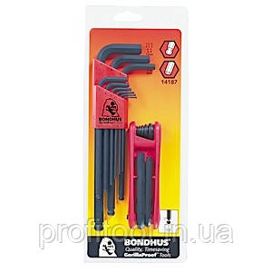 Набір ключів BONDHUS шестигранних 9 шт; 1,5-10,0 мм + Набір ключів BONDHUS шестигр складаний 7 шт; 2-8 мм;