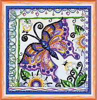 Набір для вишивання на натуральному художньому холсті "Метелик у квітах"