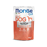 Monge Dog GRILL Adult Вкусные кусочки в желе из запеченного лосося для собак 100 гр
