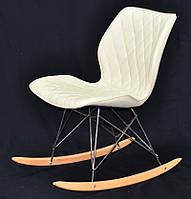 Кресло качалка Nolan Rack кожзам бежевый 1017, дизайн Charles Eames RAR Rocker Chair