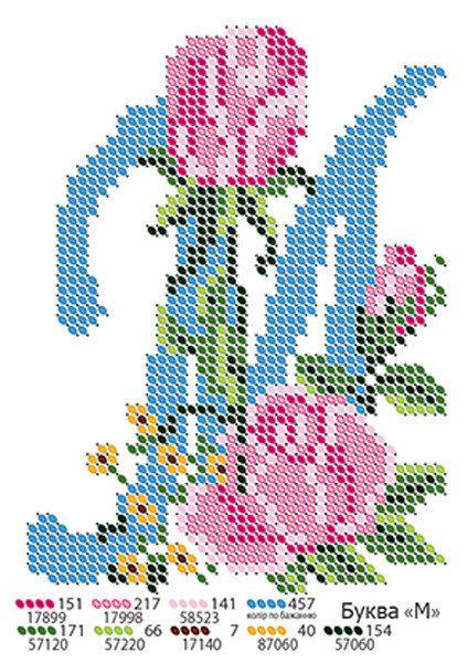 Водорастворимый Флизелин с Рисунком для Вышивки Бисером БУКВА М — в ...
