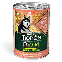 Monge Bwild Dog Adult Мясные кусочки в соусе с лососем, тыквой и цукини для взрослых собак всех пород 400 гр