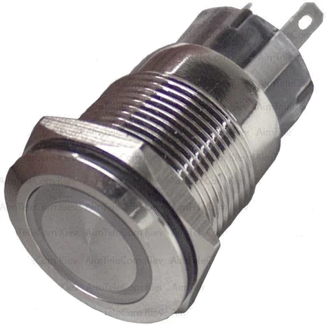 Кнопка антивандальна 19 мм TCOM, без фіксації, 5pin, 12V, з підсвіткою, фото 1
