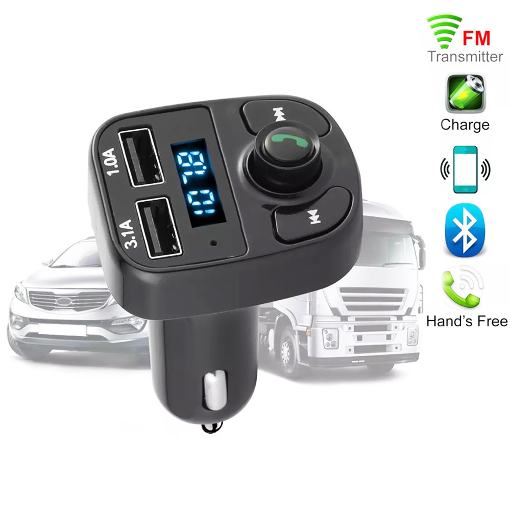 Авто FM Трансмиттер Блютуз Модулятор Громкая Связь MP3 ЮСБ для Авто Earldom ETM29 2 Usb Черный