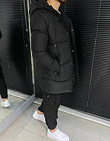 Турецькі зимові довгі куртки чоловічі, тепла чорна куртка парку чоловіча на синтепоні Туреччина