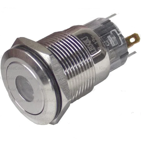 Кнопка антивандальна 19мм TCOM, без фіксації, 5pin, 12V, з підсвічуванням, фото 1