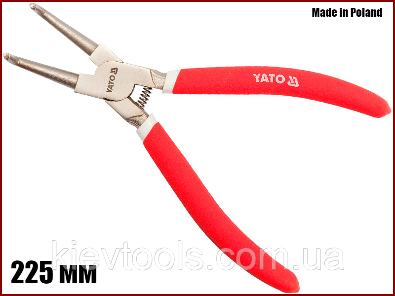 Щипці для зняття стопорних кілець на стискання загнутий 225 мм Yato YT-1991