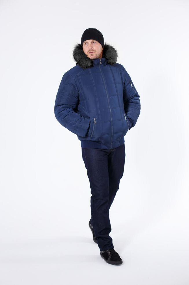 Мужские зимние куртки с мехом большого размера 52,54,56,58,60,62 синий - фото 1 - id-p1013607453