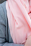 Палантин однотонний жіночий із бахромою кашеміровий якісний красивий ніжно-рожевого кольору, фото 2