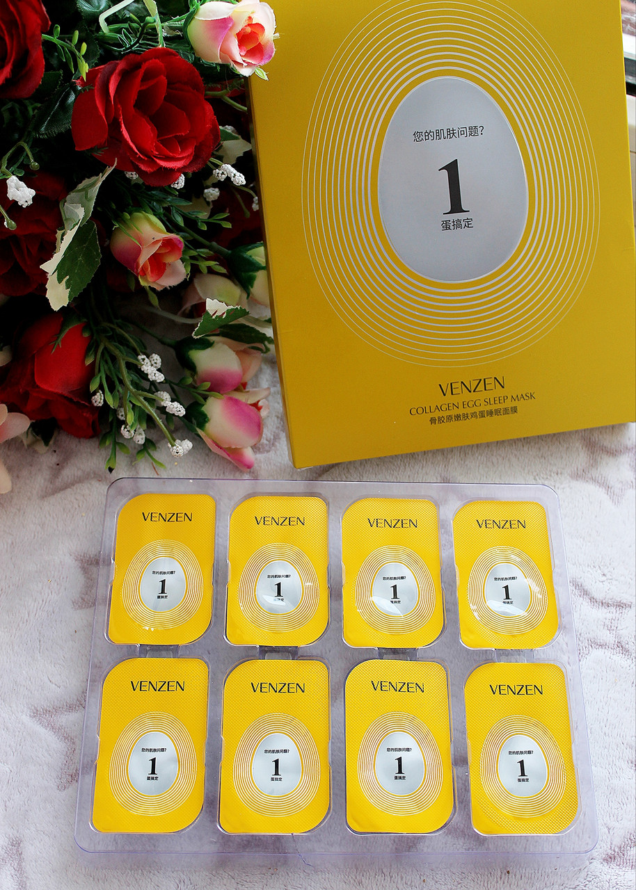 Нічна маска Venzen Collagen Egg Sleep Mask з екстрактом яєчників жовтка, 5г