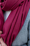 Палантин жіночий із бахромою кашеміровий однотонний якісний гарний стильний бордового кольору, фото 4