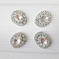 Металевий декор — Прозорий кристал у стразовій оправі 2.5 на 3.1 см