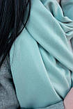 Палантин кашеміровий жіночий теплий однотонний з бахромою якісний гарний стильний ніжно-зелений цвіт, фото 6
