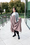 Палантин кашеміровий жіночий теплий однотонний із бахромою якісний гарний стильний кавового кольору, фото 3