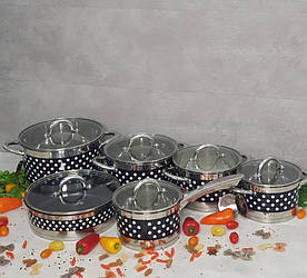 Набір каструль із неіржавкої сталі 12 предметів Edenberg EB-4056 з товстим Індукційним дном