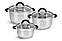 Набір кухонного посуду з неіржавкої сталі 6 предметів Edenberg EB-2411 Набір каструль для з товстим дном, фото 2