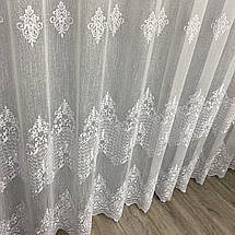 Льняна тюль з шикарною вишивкою №12224 на відріз, фото 3
