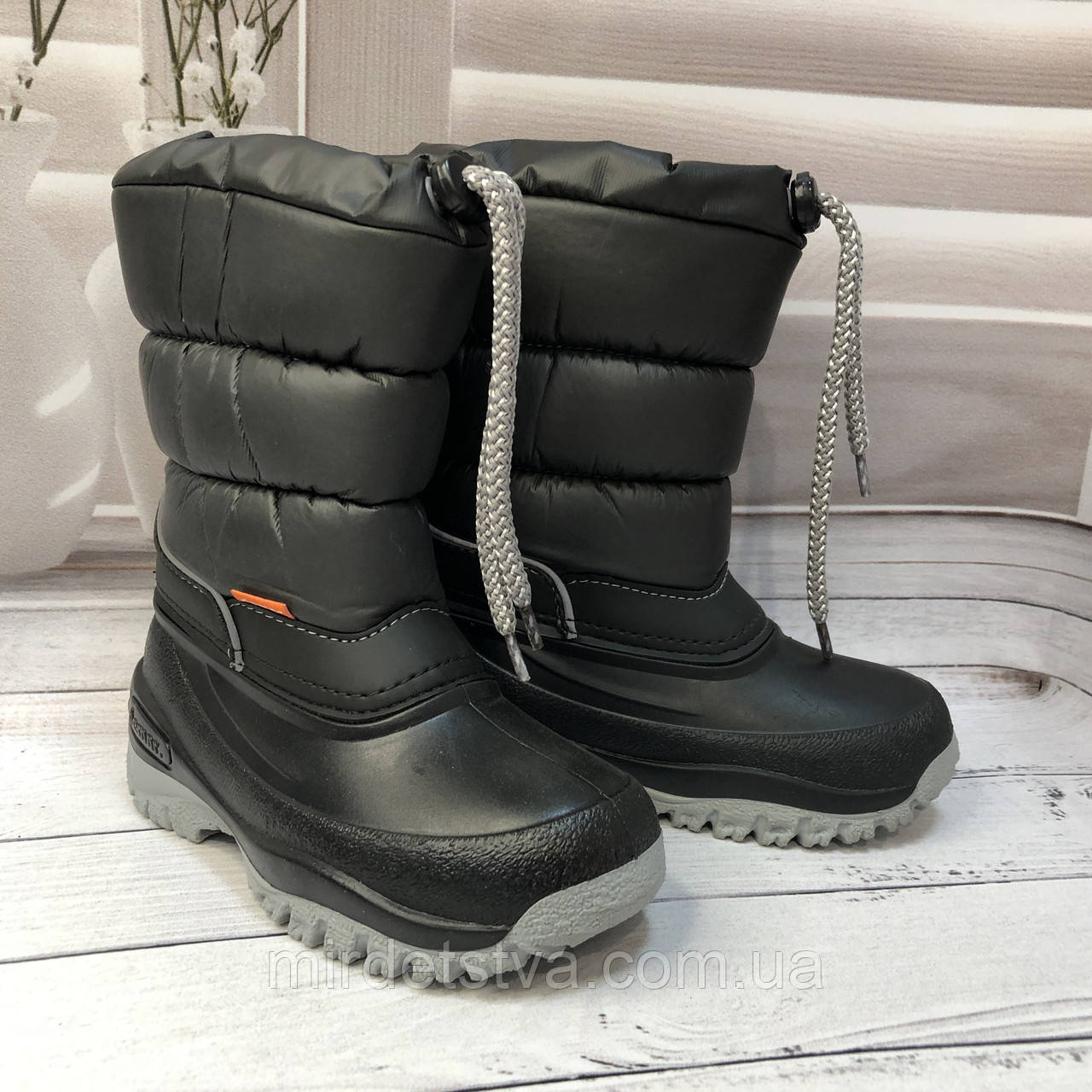 Зимові дитячі чоботи сноубутси для хлопчика Demar LUCKY чорні розмір 27-28