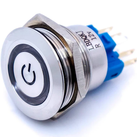 Кнопка антивандальна 25мм TCOM, без фіксації, 6 pin, 12V, з підсвічуванням, фото 1