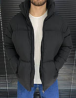 Короткие куртки мужские зимние без капюшона, молодежная черная дутая куртка на синтепоне Турция зима