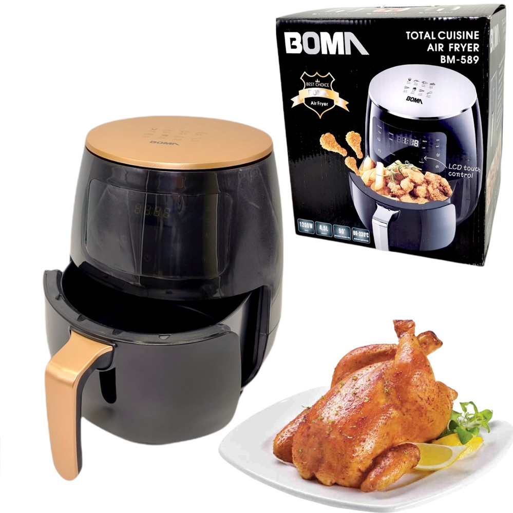 Фритюрниця безмасляна BOMA BM 589 1200 Вт Аерофритюрниця електрична повітряна без масла зі знімною чашею, фото 1