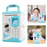 Дитяча скарбничка Сейф з Кодовим замком, відбитків Пальца Robot Bodyguard Блакитна, фото 3