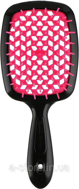 Гребінець Janeke 1830 Superbrush The Original Italian \оригінал Джанек чорна з малиновим, фото 1