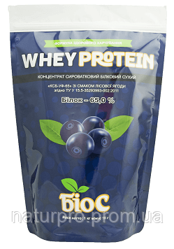 Whey Protein Concentrated 65% БіоС ™ зі смаком лісових ягід, 1.0 кг WPC (КСБ 65) - концентрат сироваткового