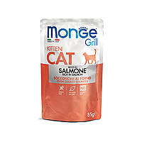 MONGE CAT GRILL Kitten Мясные кусочки в желе с лососем для котят 85 гр