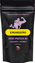 Whey Protein 80% + Колаген + Вітамін С + Кальцій + Шоколадний смак, 0,9 кг Смакольно - комплексний