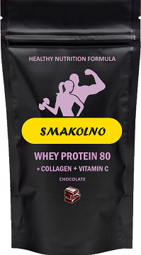 Whey Protein 80% + Колаген + Вітамін С + Кальцій + Шоколадний смак, 0,9 кг Смакольно - комплексний