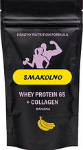 Whey Protein 65% + Colagen, зі смаком банана, 0.9 кг Smakolno - Комплексний протеїн