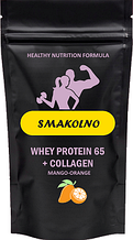 Whey Protein 65% + Colagen, зі смаком манго-апельсин, 0.9 кг Протеїн комплексний 65% - Смакольно